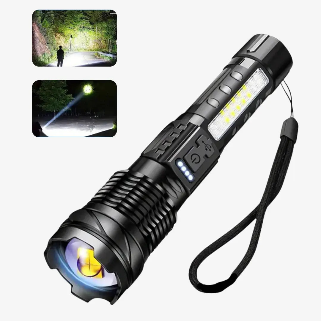 Ultrastarke 5000 Lumen Taschenlampe - PowerBeam LED, USB-Ladung