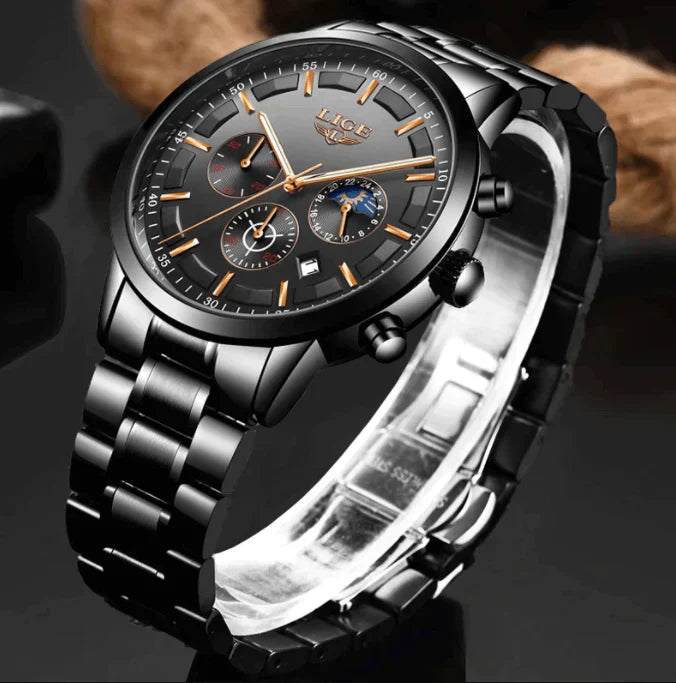 VanguardTime | Militär Schwarz Stahl Uhr – Elegant & Anspruchsvoll