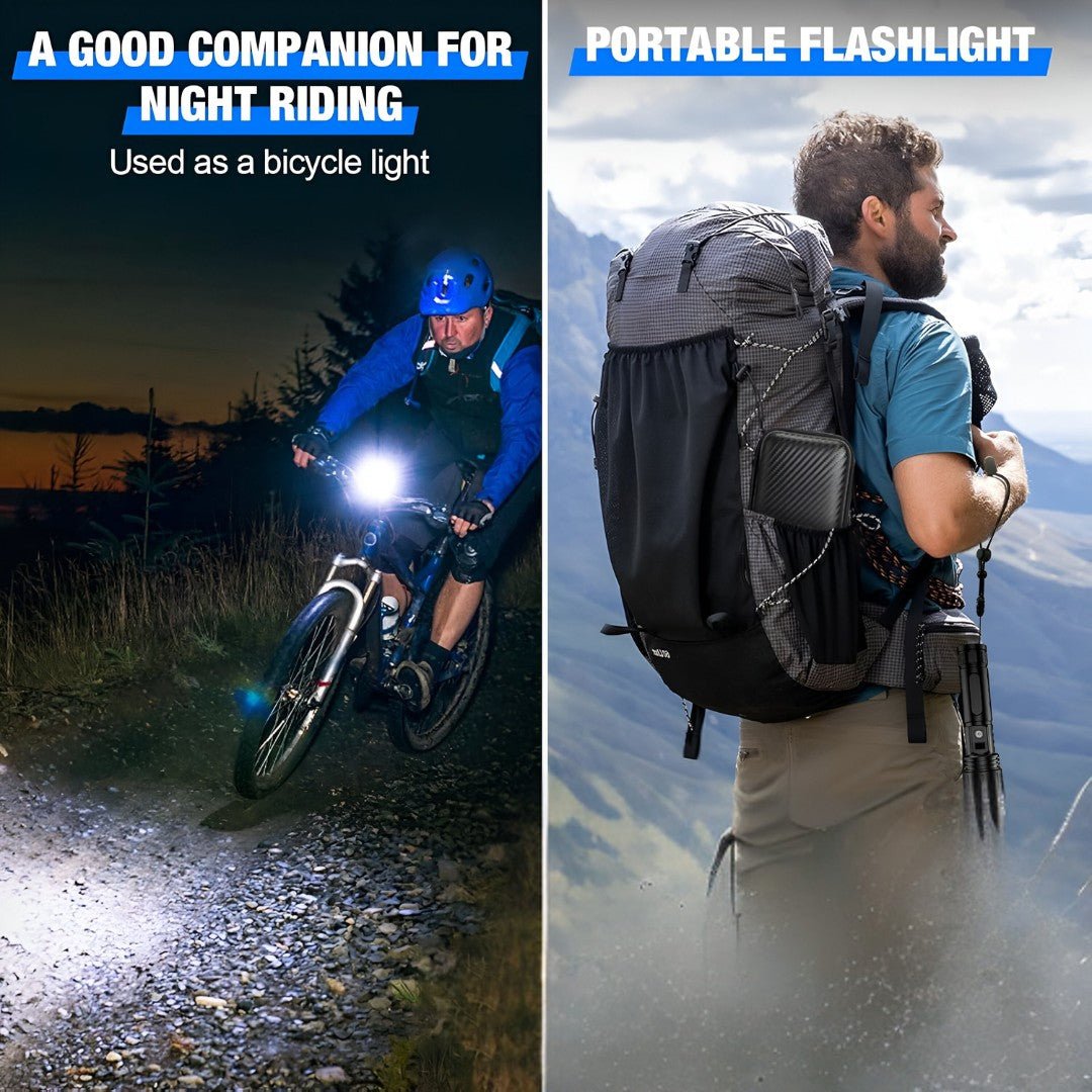 100.000 Lumen Wiederaufladbare LED Taschenlampe | Wasserdicht, Stoßfest & Ideal zum Wandern, für Notfälle & Stromausfälle