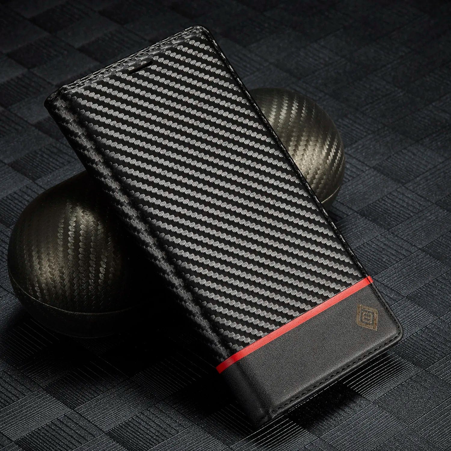 Magnetische Flip-Cover iPhone 16 Carbonfaser Brieftasche Hülle
