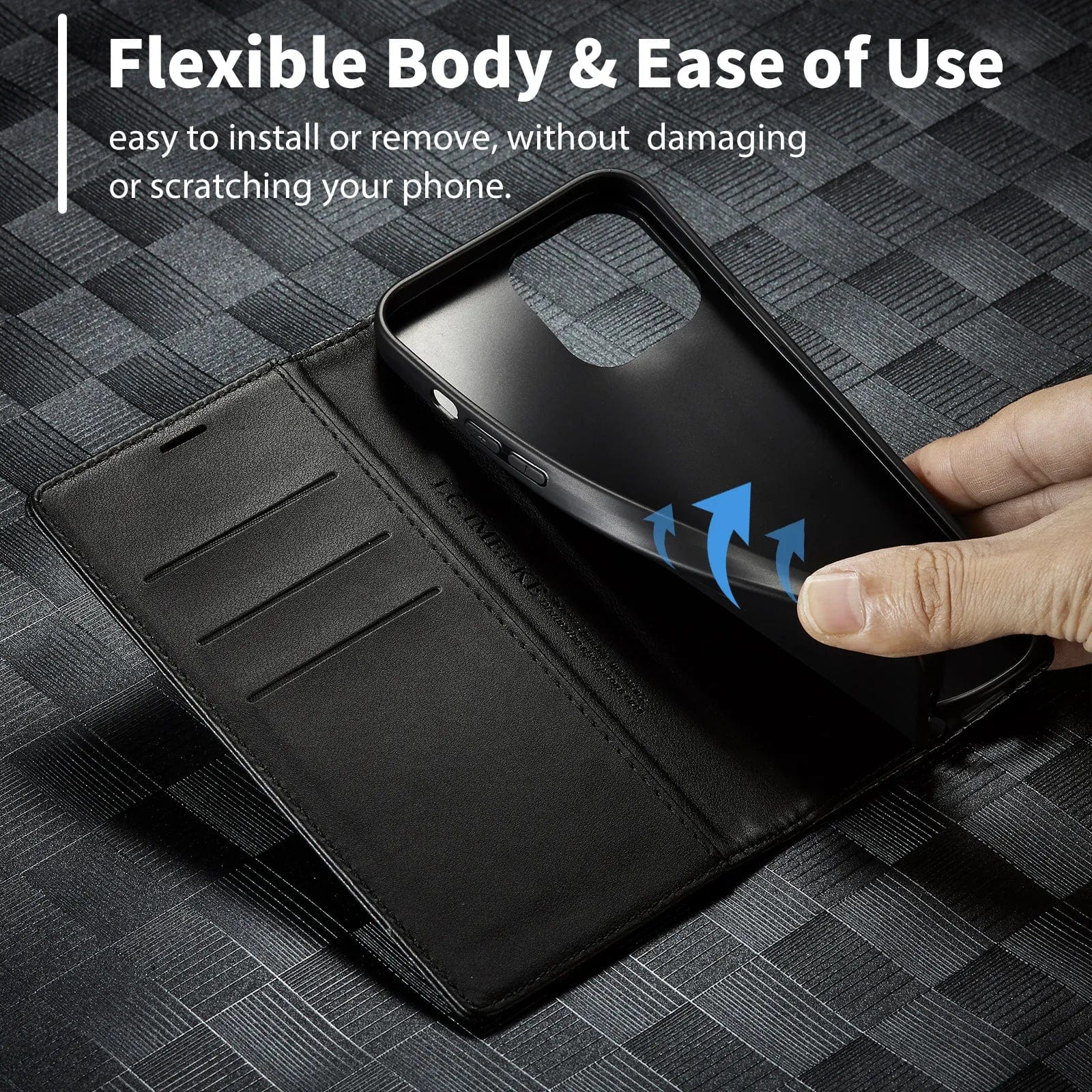Magnetische Flip-Cover iPhone 16 Carbonfaser Brieftasche Hülle