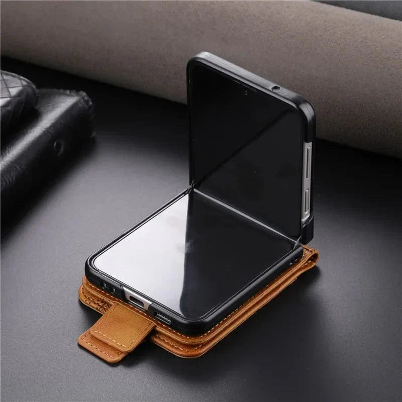 Magnetische Leder Samsung Z Flip Brieftasche Hülle