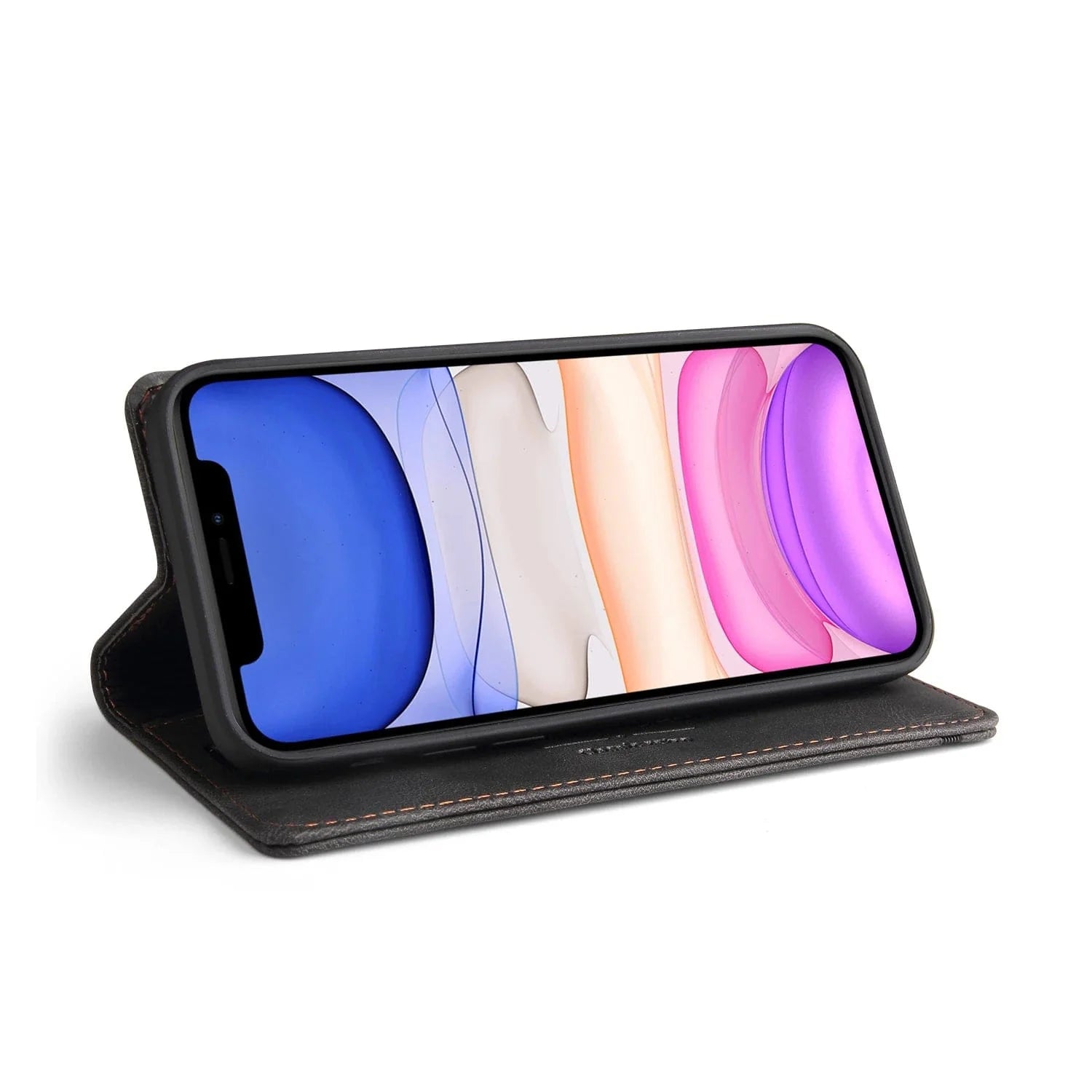 RFID Blockierende Magnetische iPhone Leder Flip Cover Geldbörse Hülle