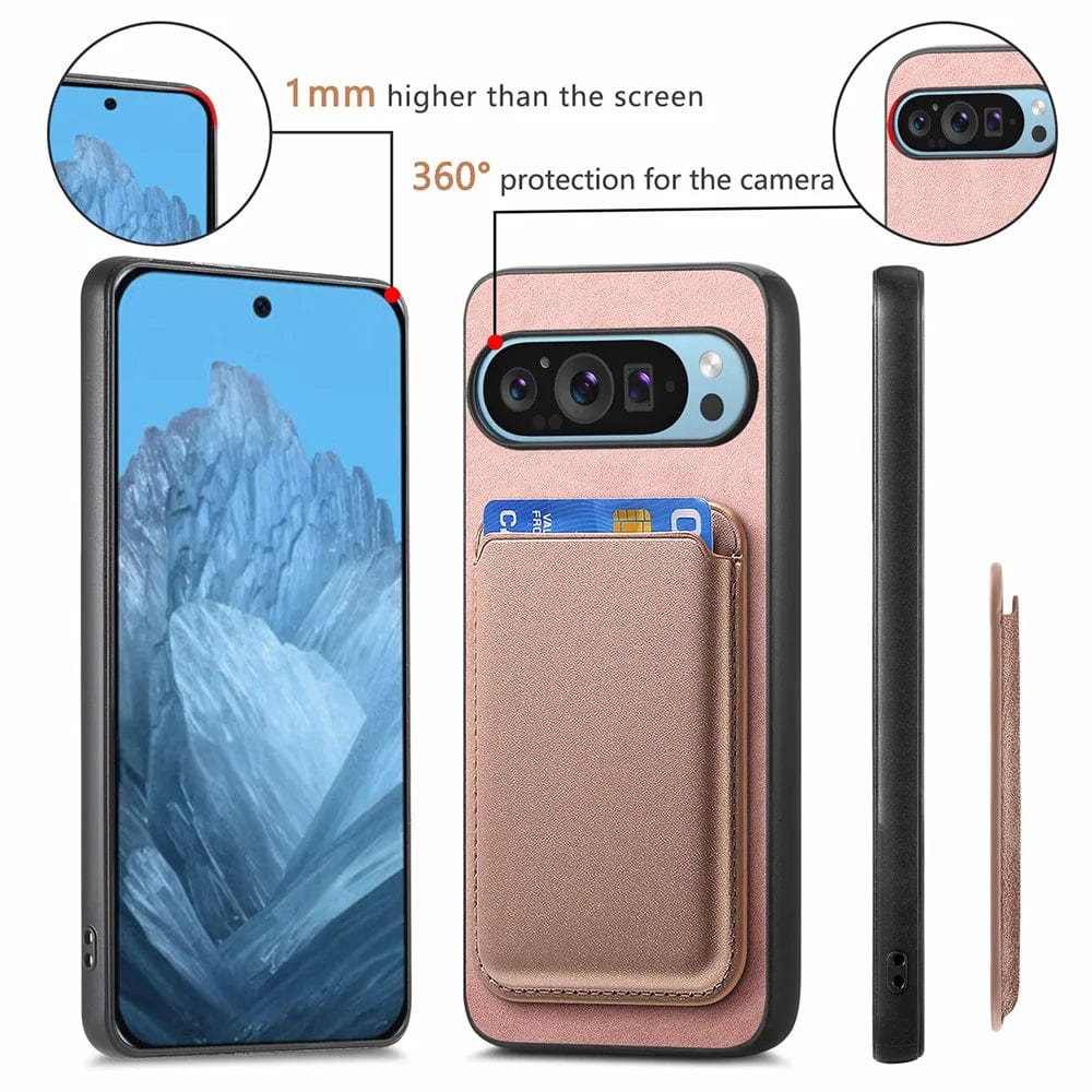 Magnetische abnehmbare Google Pixel Leder Geldbörse Tasche