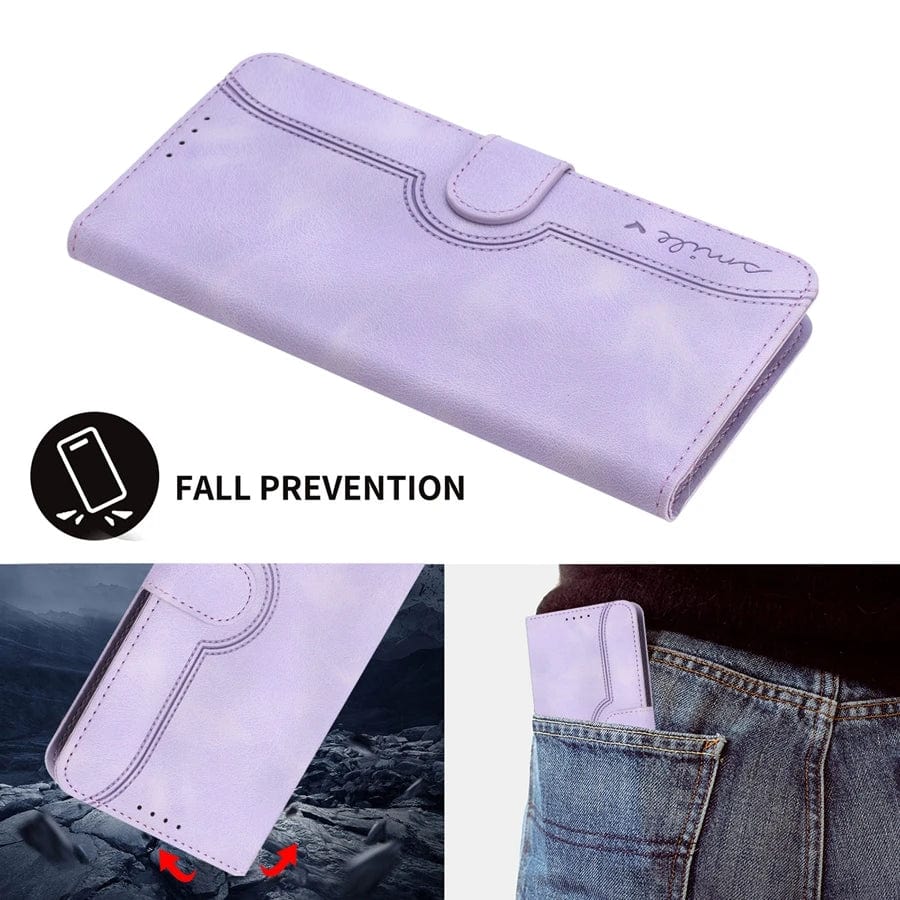 Magnetische rutschfeste Leder iPhone Flip Cover Geldbörse Hülle