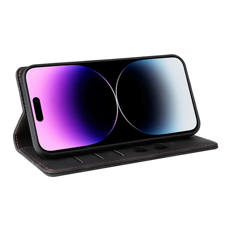 Magnetische Leder Flip Cover iPhone Geldbörse Hülle