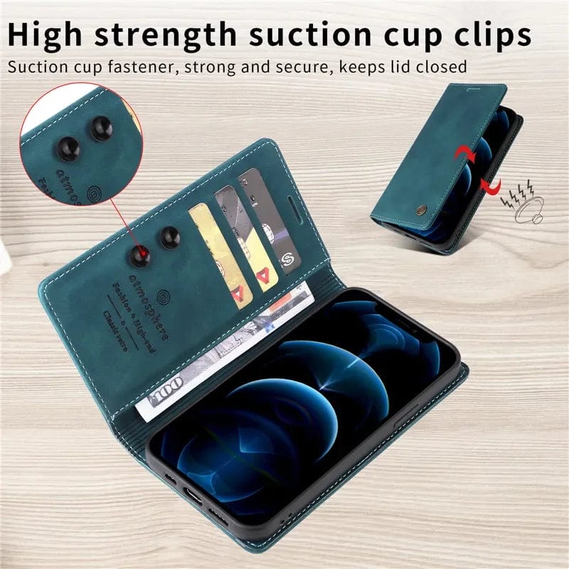 Magnetische Leder Flip Cover iPhone Geldbörse Hülle