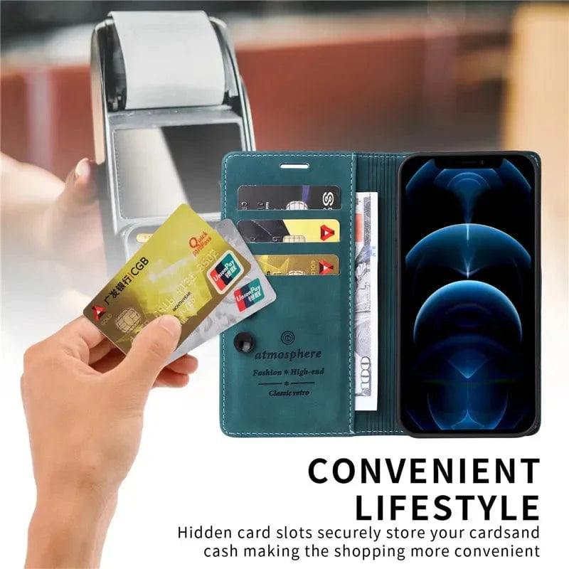 Magnetische Leder Flip Cover iPhone Geldbörse Hülle