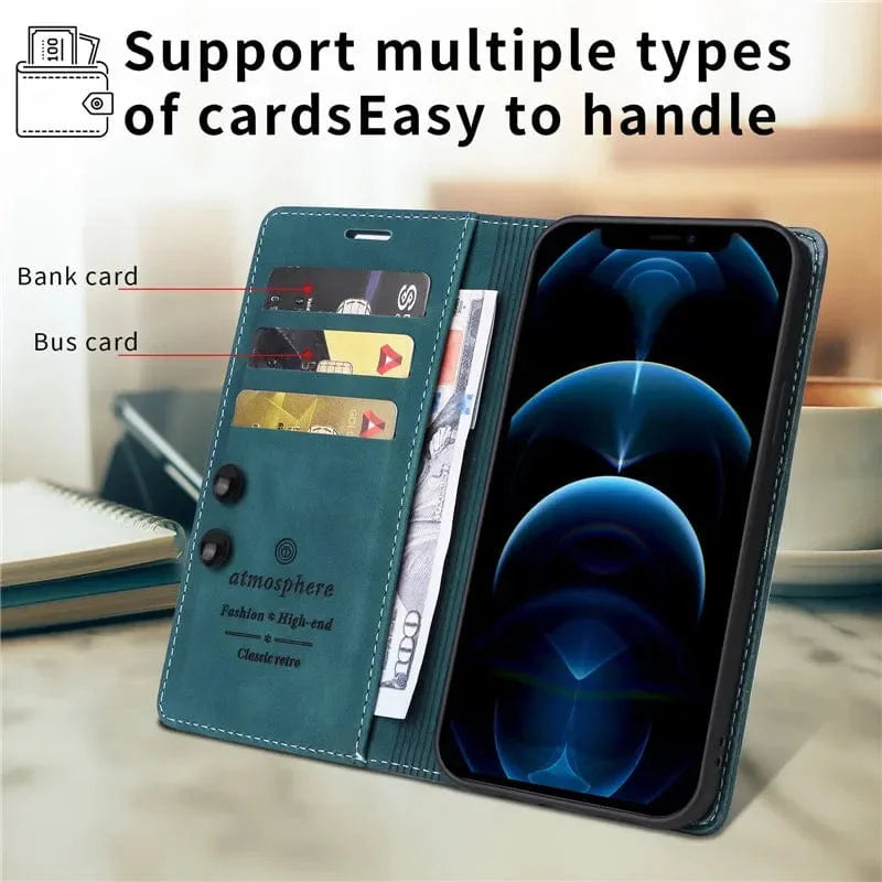Magnetische Leder Flip Cover iPhone Geldbörse Hülle