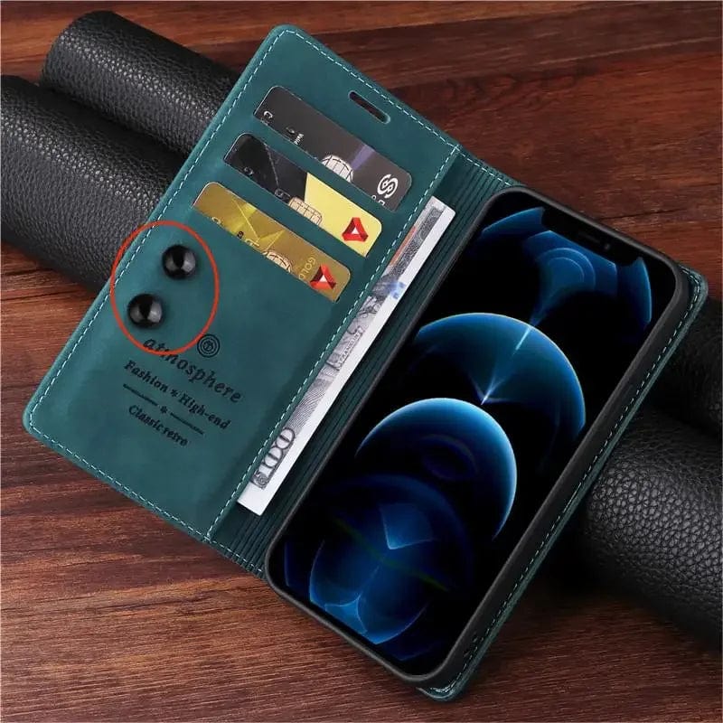 Magnetische Leder Flip Cover iPhone Geldbörse Hülle