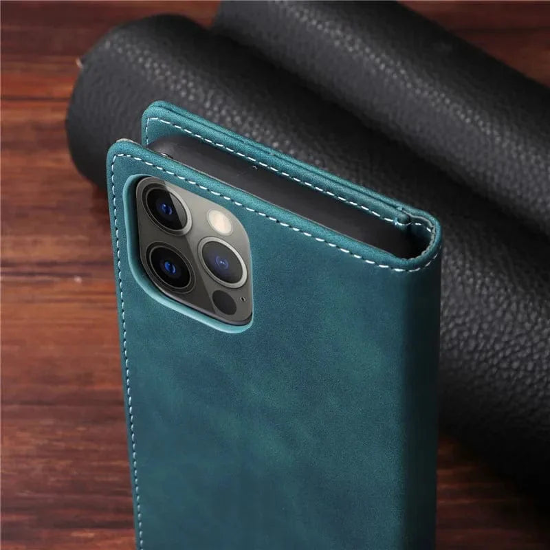 Magnetische Leder Flip Cover iPhone Geldbörse Hülle