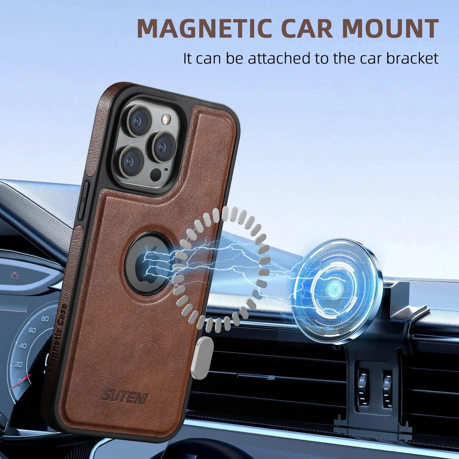 Magnetische MagSafe iPhone Leder Wireless Charging Case