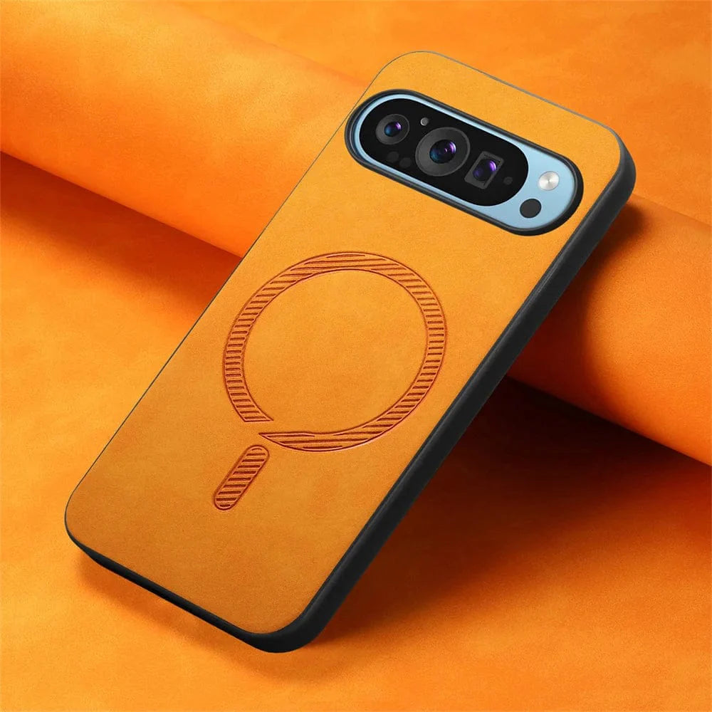 Magnetische Drahtlose Lade Google Pixel Leder Handyhülle
