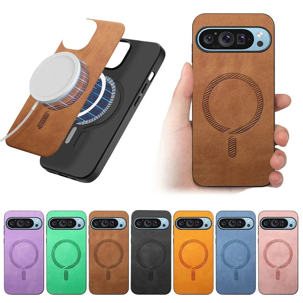 Magnetische Drahtlose Lade Google Pixel Leder Handyhülle