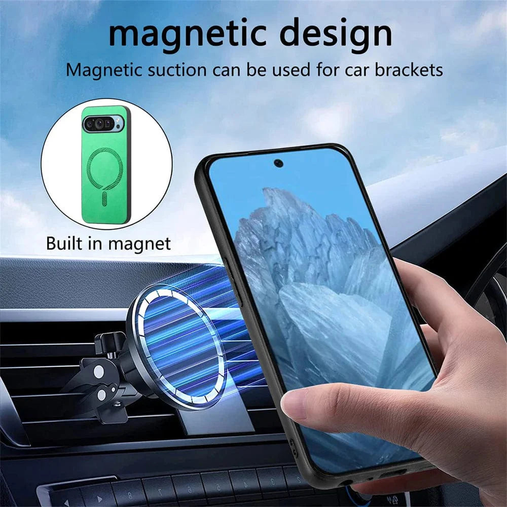 Magnetische Drahtlose Lade Google Pixel Leder Handyhülle