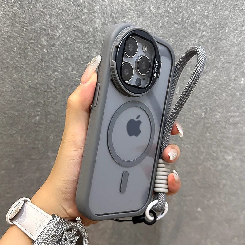 MagSafe iPhone-Hülle mit faltbarem Glaskamerenschutz