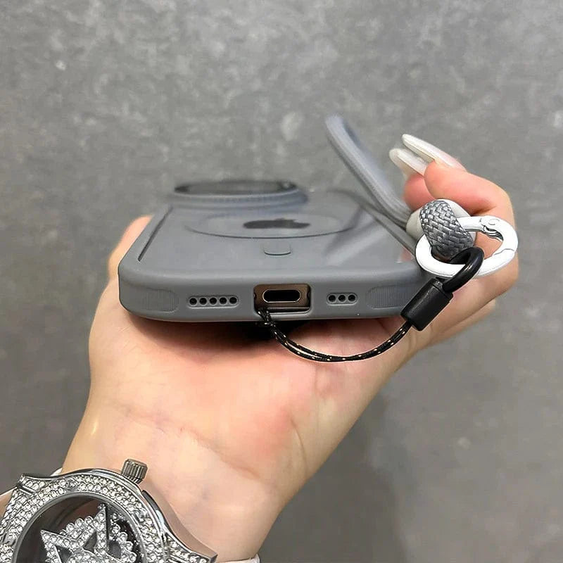MagSafe iPhone-Hülle mit faltbarem Glaskamerenschutz