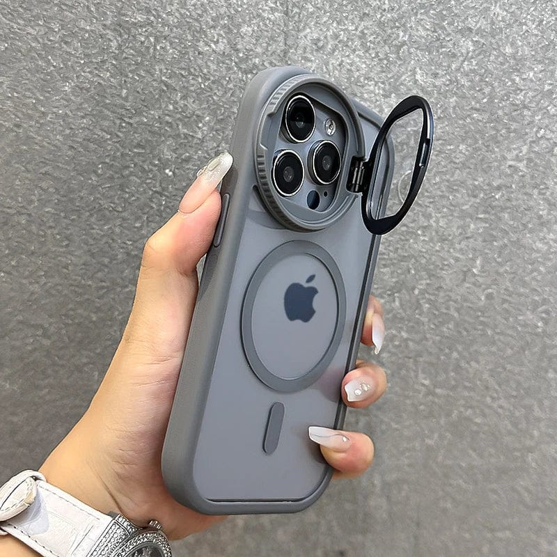 MagSafe iPhone-Hülle mit faltbarem Glaskamerenschutz