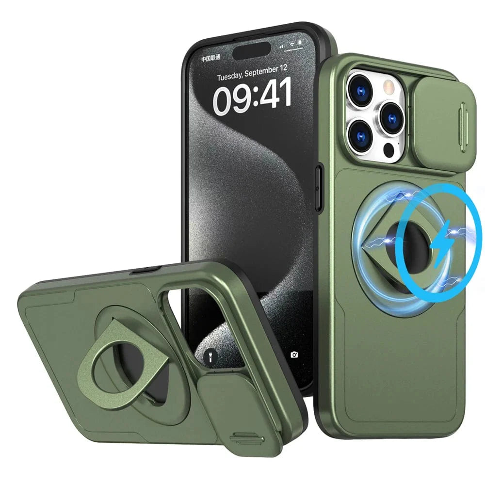 MagSafe iPhone Ring Halter Case mit Kameraschieber-Schutz