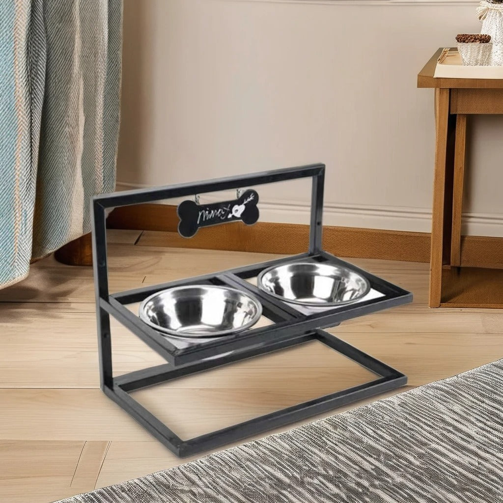 Erhöhter Hundenapf mit 2 Näpfen