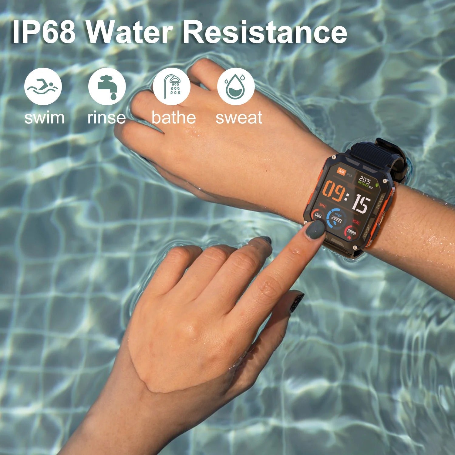 Herren Smartwatch – Digitale Uhr mit Fitness-Tracking, wasserdichtem Gehäuse und langer Akkulaufzeit für Arbeit und Fitness