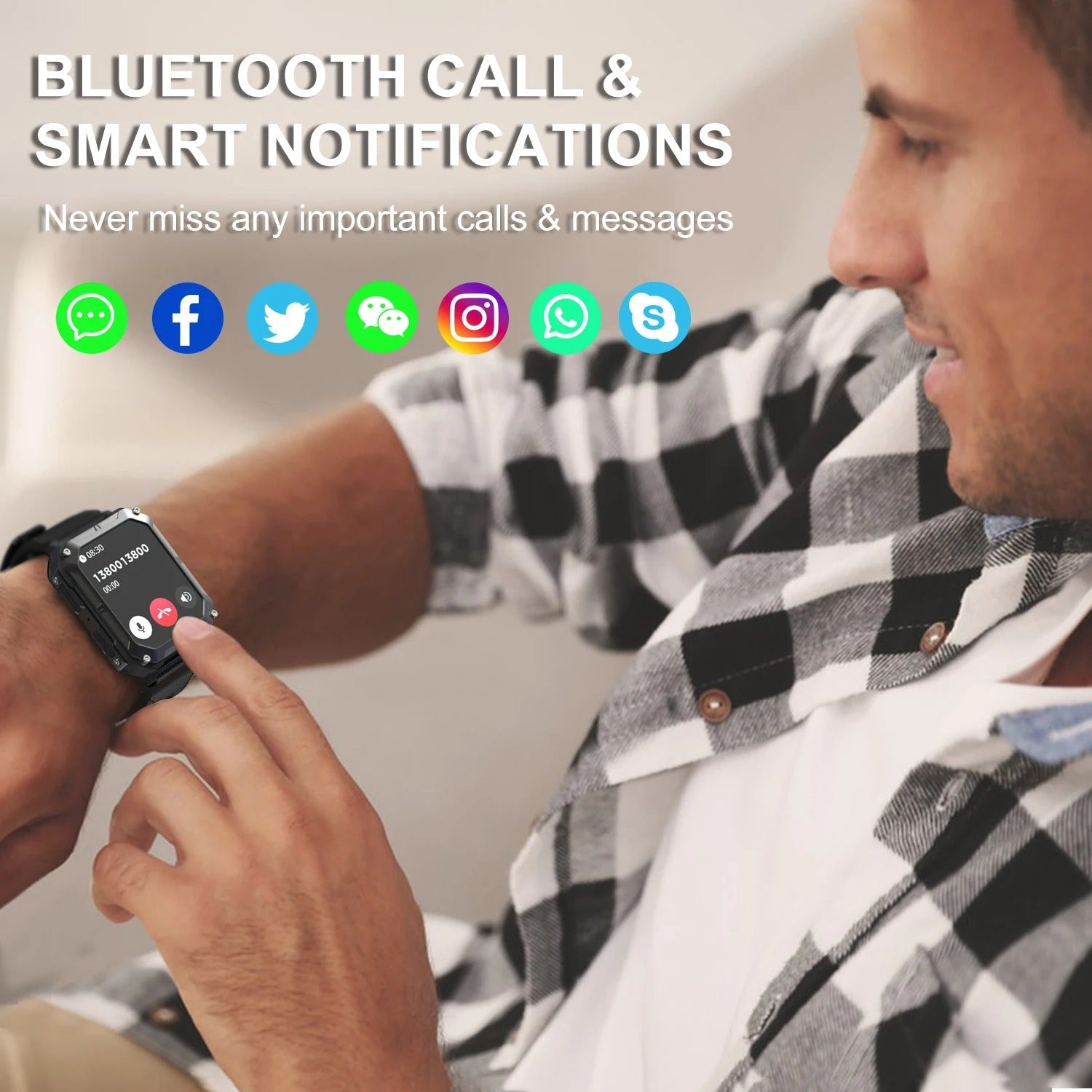 Herren Smartwatch – Digitale Uhr mit Fitness-Tracking, wasserdichtem Gehäuse und langer Akkulaufzeit für Arbeit und Fitness