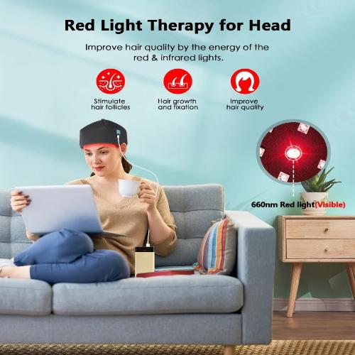Rotes Lichttherapie-Haargrowth-Cap mit 120 LEDs - Infrarotbehandlung für dünner werdendes Haar zu Hause