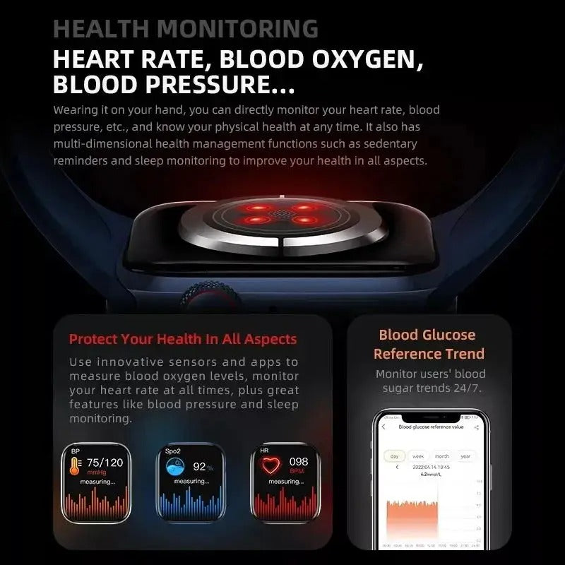Motion GPS Smartwatch - Gesundheitsüberwachung Fitnessuhr mit Silikonarmband