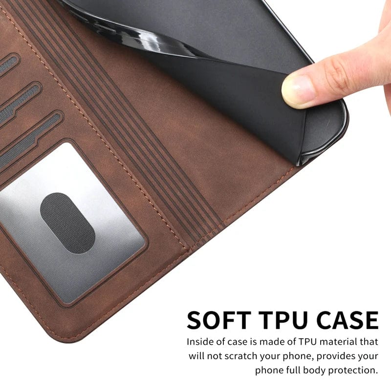 Matte Leather Google Pixel Magnetische Flip Cover Geldbörse Hülle