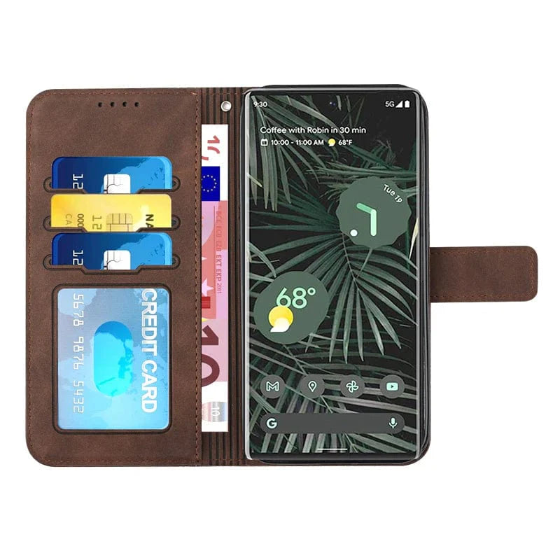 Matte Leather Google Pixel Magnetische Flip Cover Geldbörse Hülle