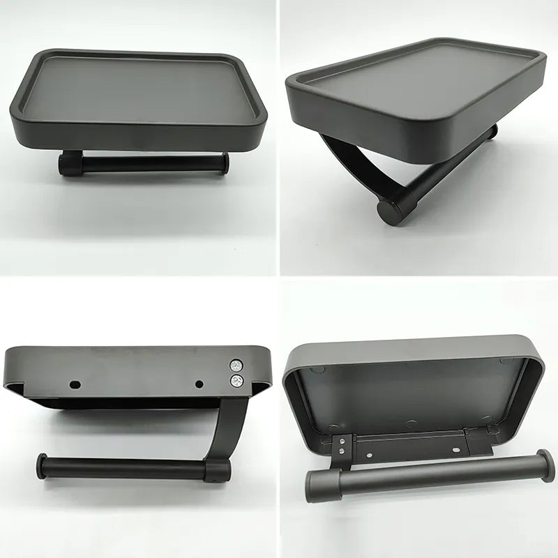 Toilettenpapierhalter mit Ablage - Edelstahl | Modernes Design