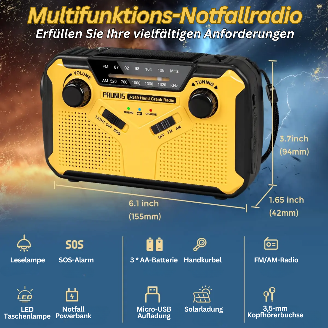 Multifunktionales Notfallradio - Taschenlampe, Powerbank, SOS