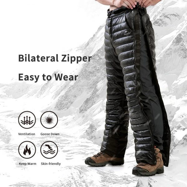 Premium Outdoor Thermal Gansdaunenhose – Wasserdichte & Winddichte Winterhose für Wandern, Camping & Skifahren