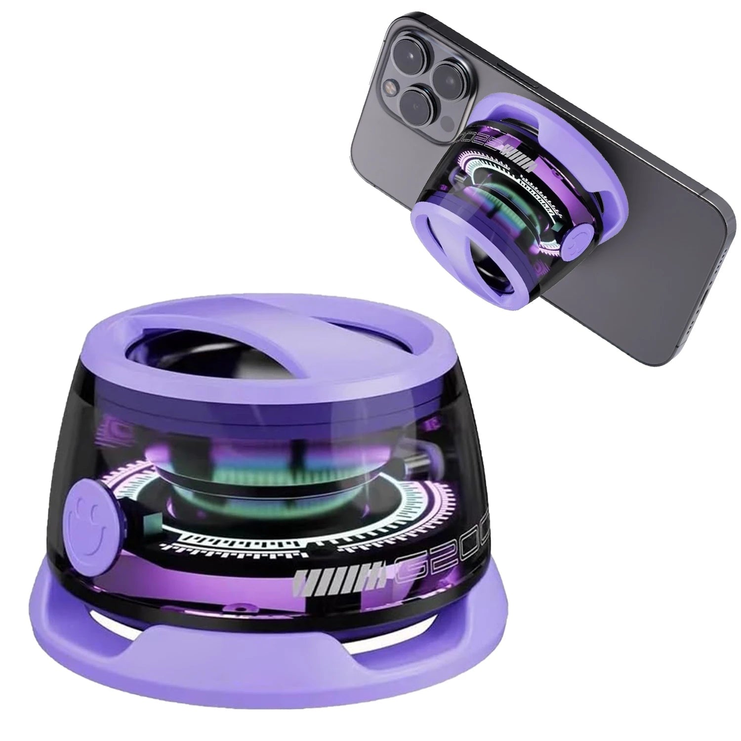 Magnetischer Bluetooth-Lautsprecher & Telefonhalter – Tragbarer 2-in-1-Griff mit 360° Smart Sound