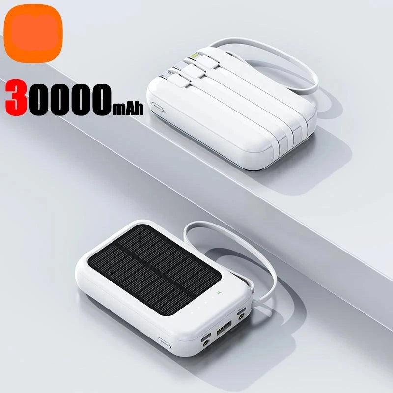 Original Power Bank 50000mAh Solar Charging Kompakt Tragbar Eingebautes Kabel Power Bank