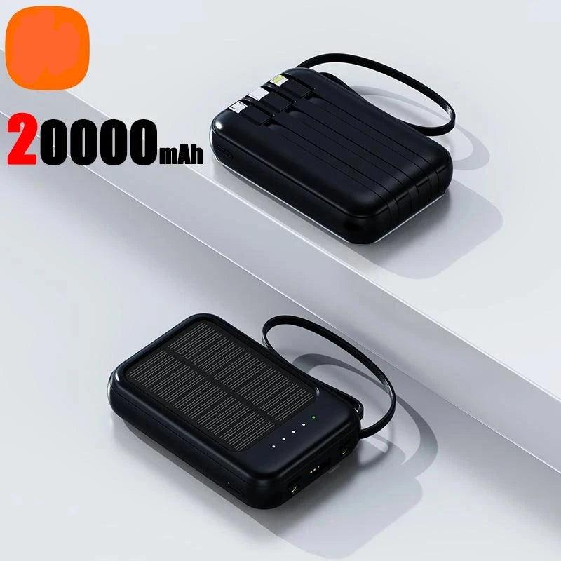 Original Power Bank 50000mAh Solar Charging Kompakt Tragbar Eingebautes Kabel Power Bank