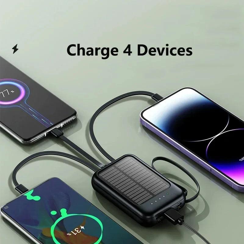 Original Power Bank 50000mAh Solar Charging Kompakt Tragbar Eingebautes Kabel Power Bank