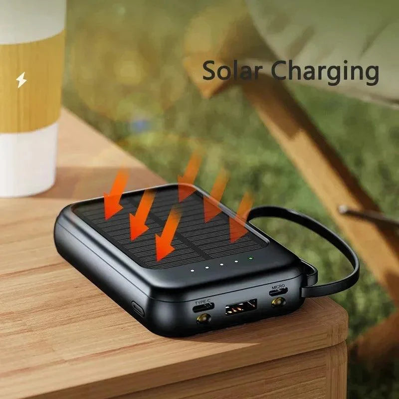 Original Power Bank 50000mAh Solar Charging Kompakt Tragbar Eingebautes Kabel Power Bank