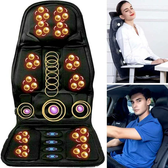 8 Mode Massagesitzauflage mit beheiztem Rücken-Nacken-Kissen für Auto & Zuhause