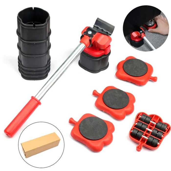 Möbelverschiebe-Set mit Hebewerkzeug und Gleitrollen – Einfaches Transportieren schwerer Möbel ohne Kraftaufwand