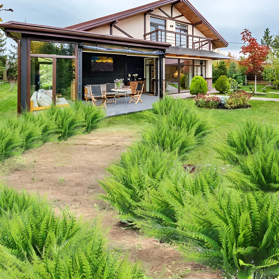 UV-beständiger künstlicher Bostonfarn aus Polyethylen, naturgetreu, wetterfest, 18er-Bündel