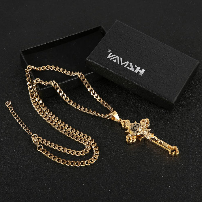 St. Benedikt Kreuz Pendant Halskette