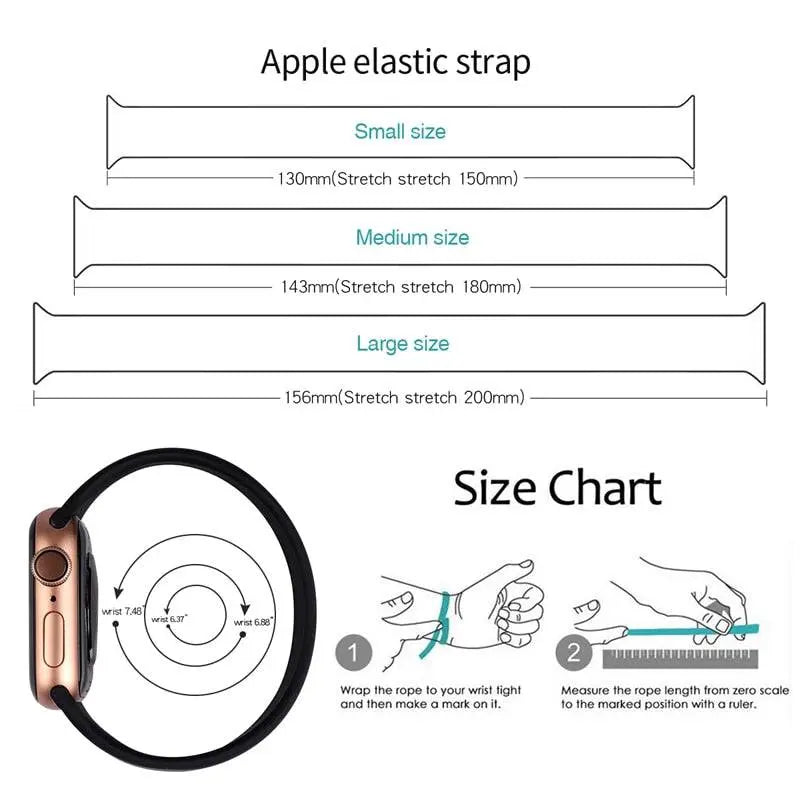Elastisches, dehnbares Silikon-Loop-Band ohne Schnalle für die Apple Watch SE Serie 1/2/3/4/5/6/7/8/9 Ultra 2