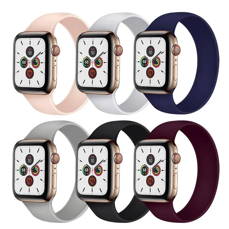 Elastisches, dehnbares Silikon-Loop-Band ohne Schnalle für die Apple Watch SE Serie 1/2/3/4/5/6/7/8/9 Ultra 2