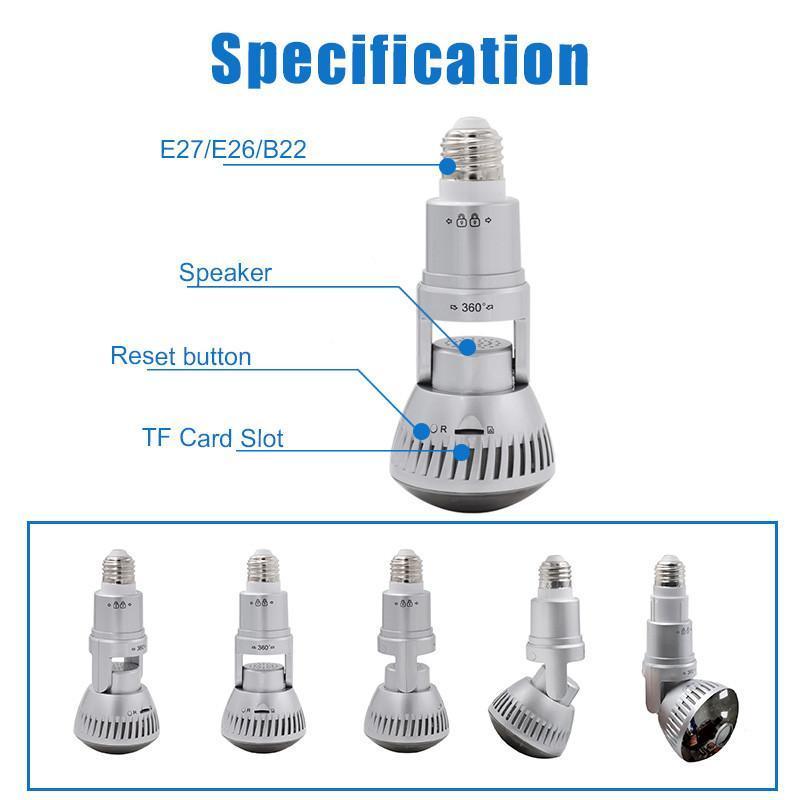 WLAN Glühbirne-Kamera mit 360° Drehung – HD Überwachungskamera mit Nachtsicht & Zwei-Wege-Audio, einfache Installation über Lampenfassung