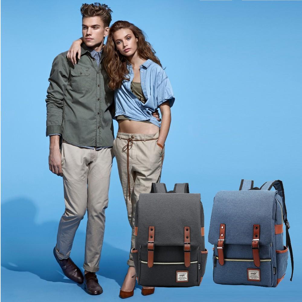 Vintage Laptop Rucksack mit USB – Schulrucksack für Uni, Reisen & Alltag, 15.6 Zoll