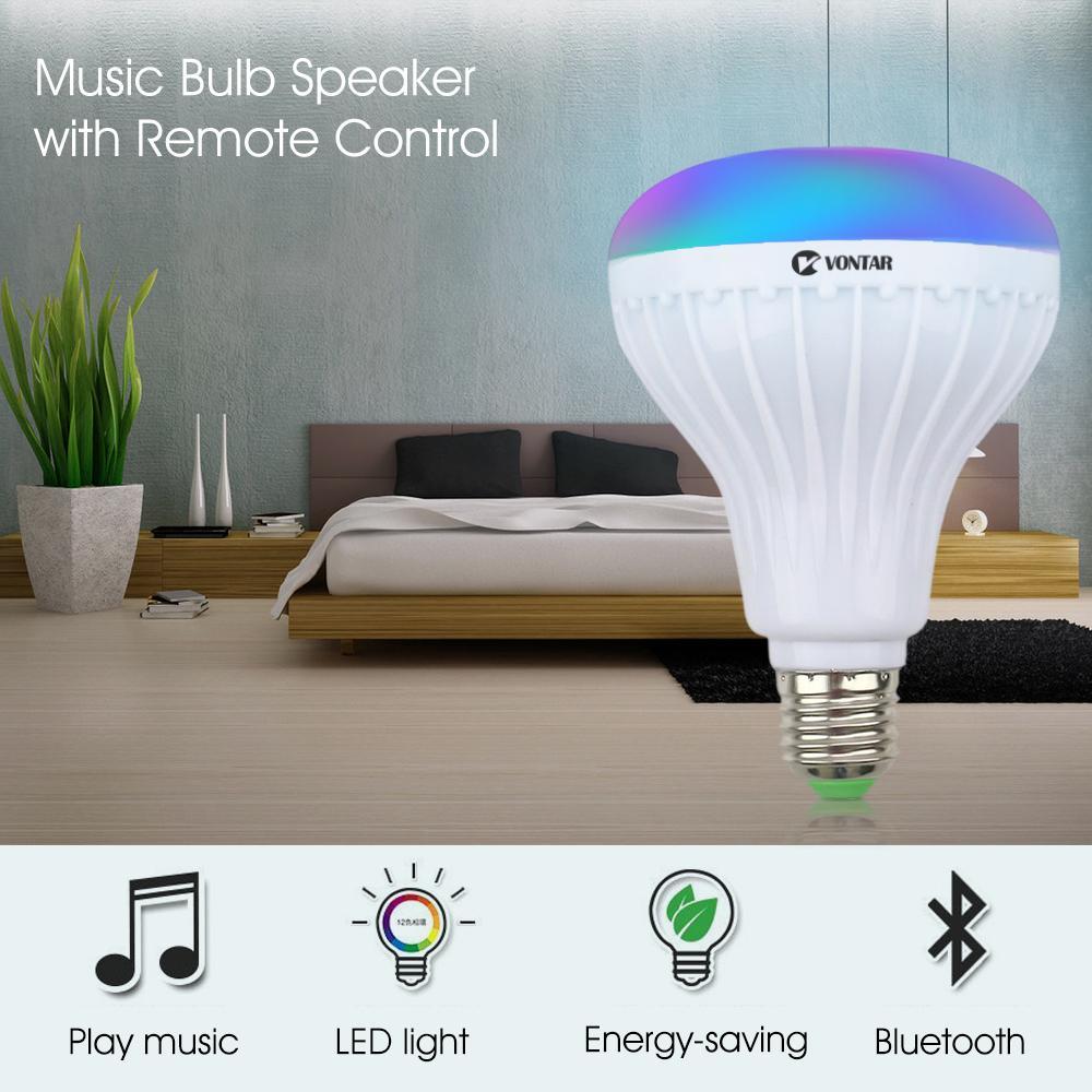 RGB LED Musiklampe mit Bluetooth Lautsprecher & Fernbedienung – Farbwechsel Glühbirne mit E27 Sockel