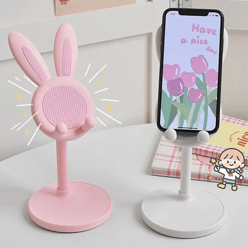 Rabbit Telefonhalter – Verstellbarer und erhöhter Desktop-Ständer für Selfies, Videoanrufe und faulen Gebrauch zu Hause