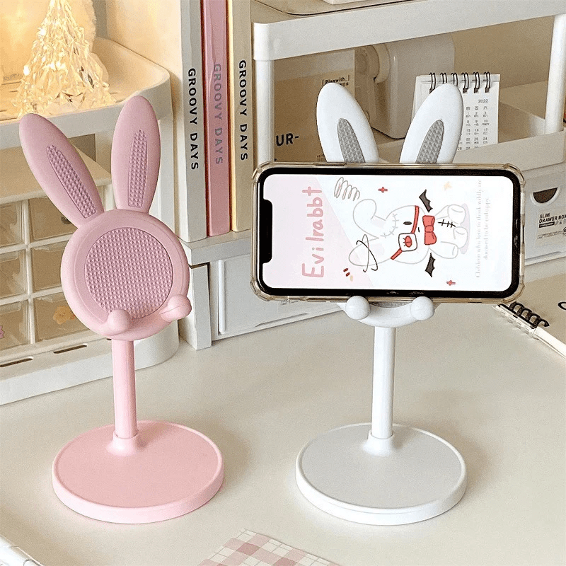 Rabbit Telefonhalter – Verstellbarer und erhöhter Desktop-Ständer für Selfies, Videoanrufe und faulen Gebrauch zu Hause