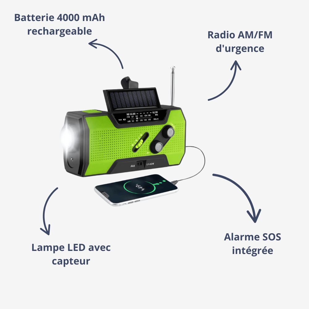 Radio de Survie Wiederaufladbar - Multifunktional